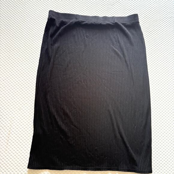 Eileen Fisher Tencel Stretch Rib Skirt XL Black Pull On Capsule Comfy Travel - Picture 3 of 5